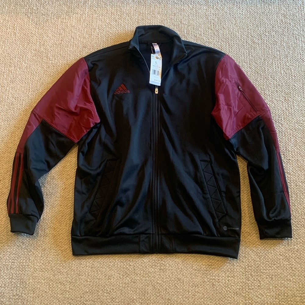 New adidas aeroready zip sweatshirt back and burgundy L